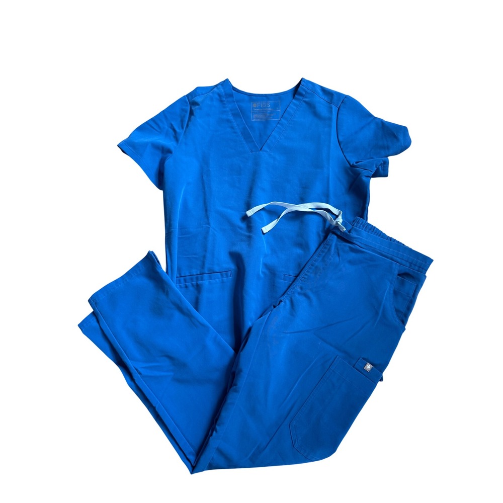 Figs Scrubs Casma Top Yola Pants Set Royal Blue Women Small Technical Collection
